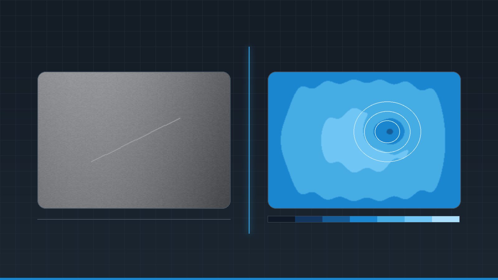 A camera view and a height profile of the same part, side by side
